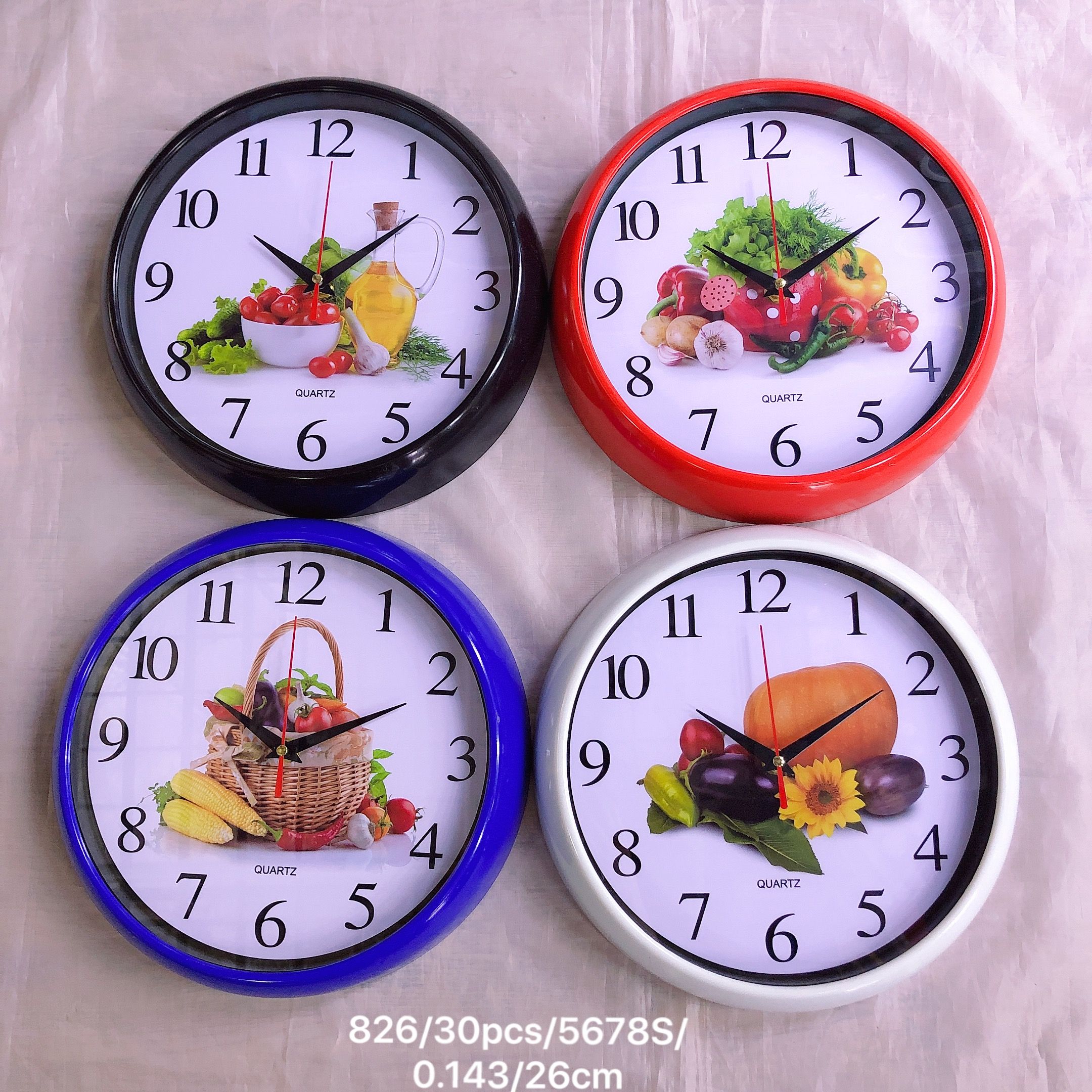826# Wall clock, household clock, fruit, cartoon, digital, simple, circular, arc-shaped, 26cm wall clock