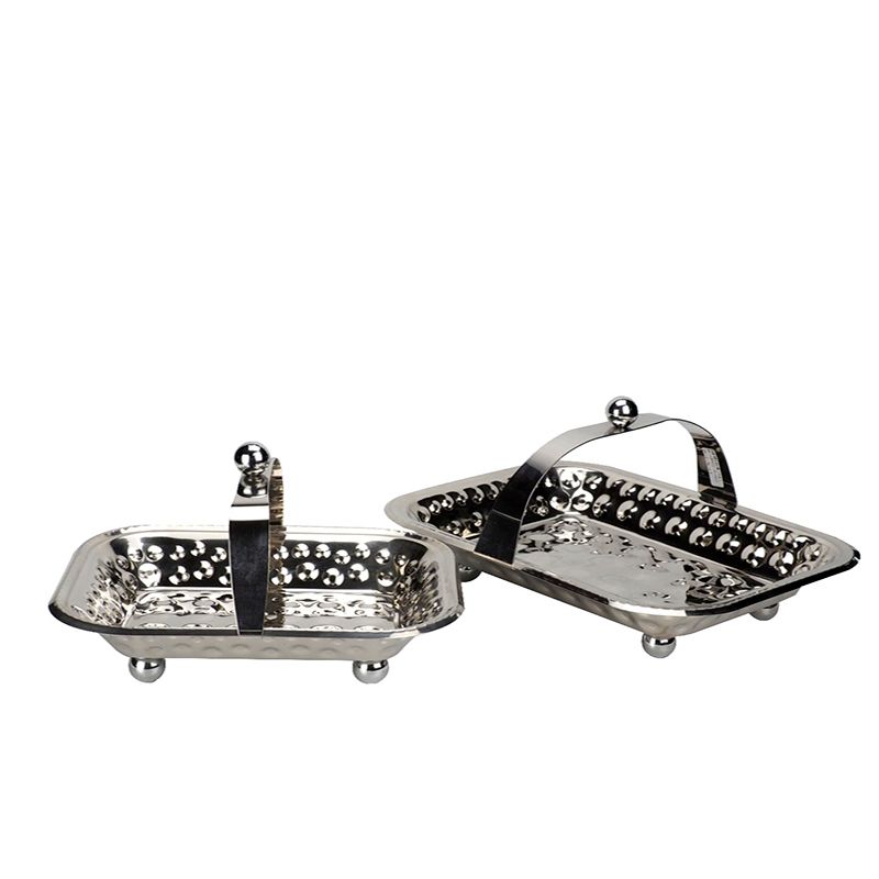 Stainless steel hammered hand-held towel rack and towel tray Item Picture
