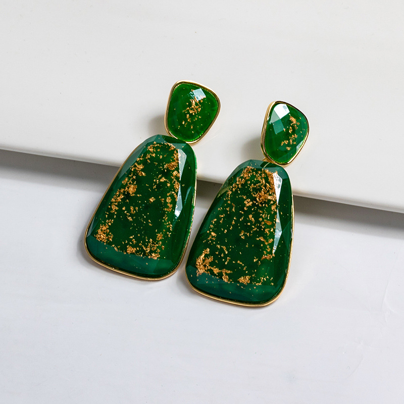 欧美跨境热卖几何树脂耳钉耳坠气质大牌耳环