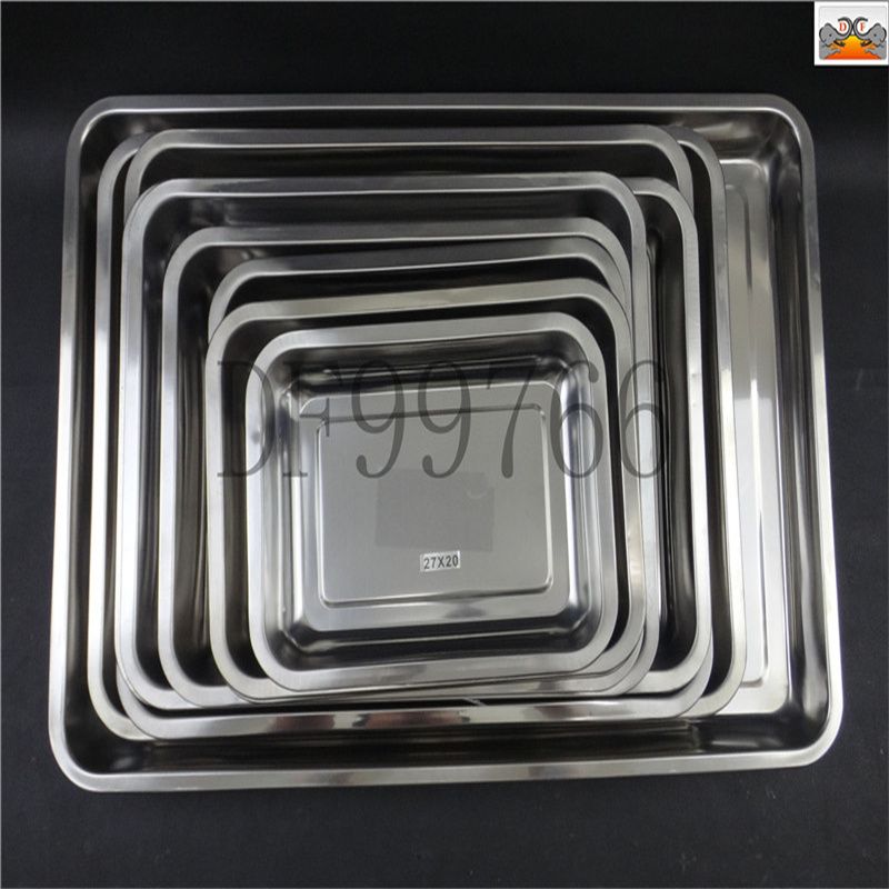 DF99766  方盘04厚（2CM）不锈钢方盘 平底加厚加深烧烤鱼盘 商用长方形食堂 DF Trading House