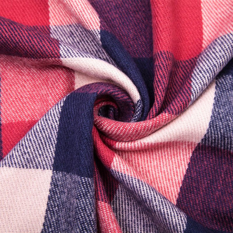 Jian Ai Si Yuan Amazon European and American autumn and winter faux cashmere red check double-sided color check tassel scarves, women's scarves, large shawls wholesale details Picture