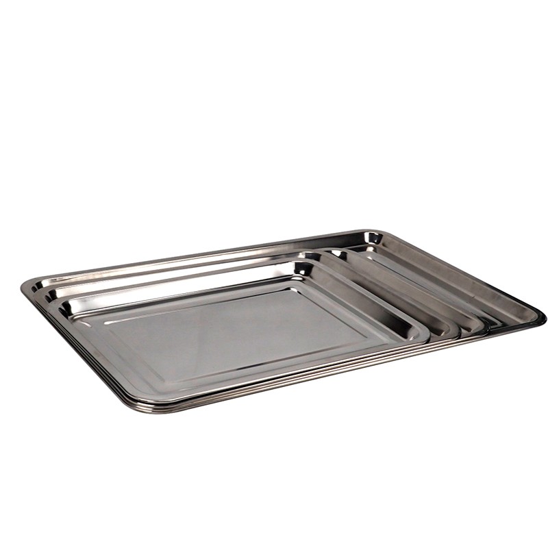 Stainless steel square plates, trays, vegetable plates, barbecue plates, rectangular plates, shallow plates, iron plates detail image 4