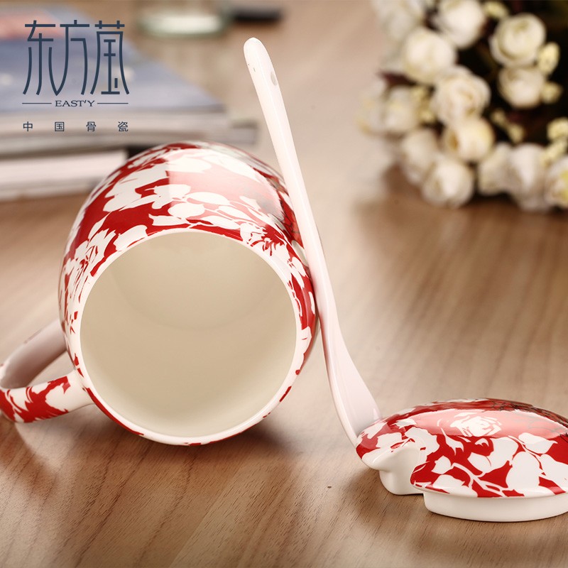 Ceramic cups, bone China cups, water cups, tea cups, single cups, waist drum cups, European country-style floral cups, internet-famous cups, coffee cups detail image 3
