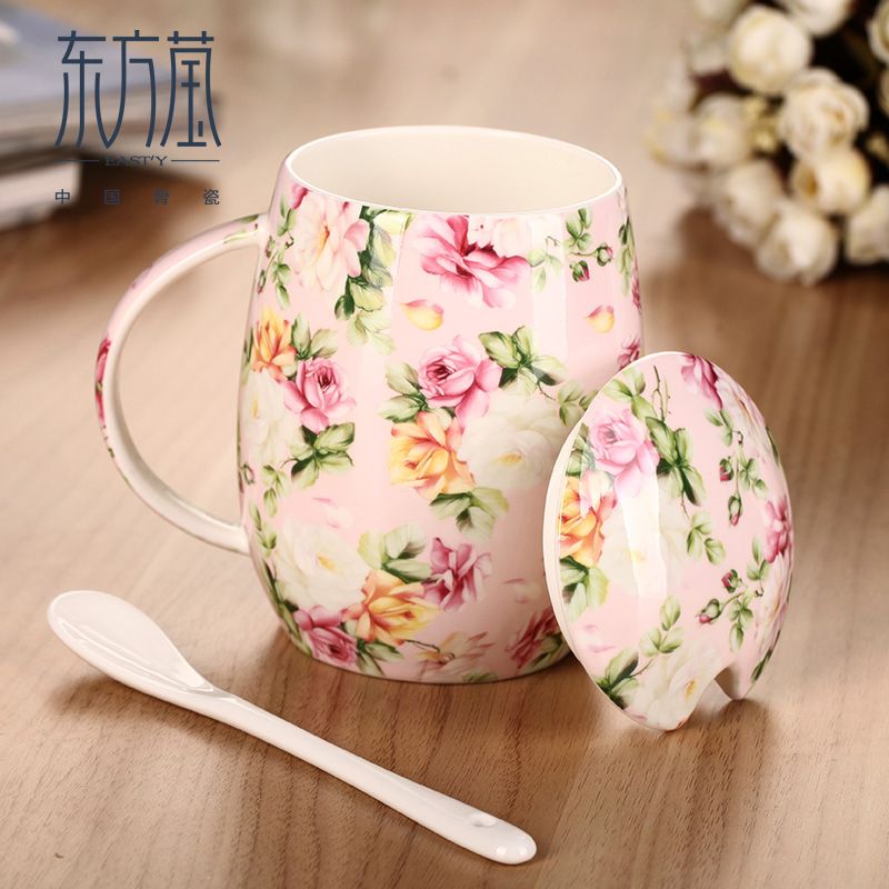 Ceramic cups, bone China cups, water cups, tea cups, single cups, waist drum cups, European country-style floral cups, internet-famous cups, coffee cups Application Scenario