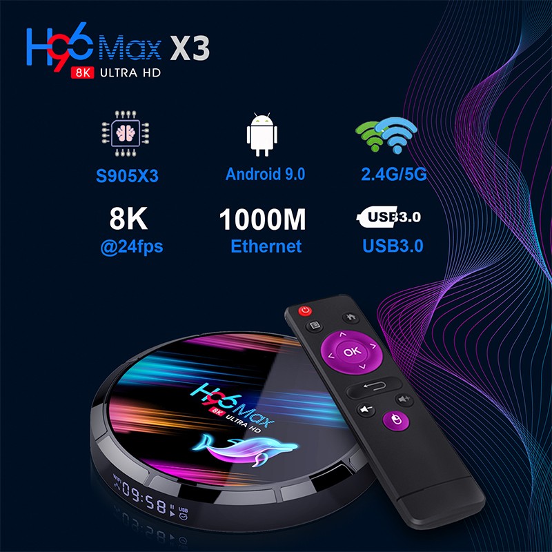 H96MAX X3 TV BOX S905X3 安卓9.0 5G WIFI X96 H96 网络机顶盒