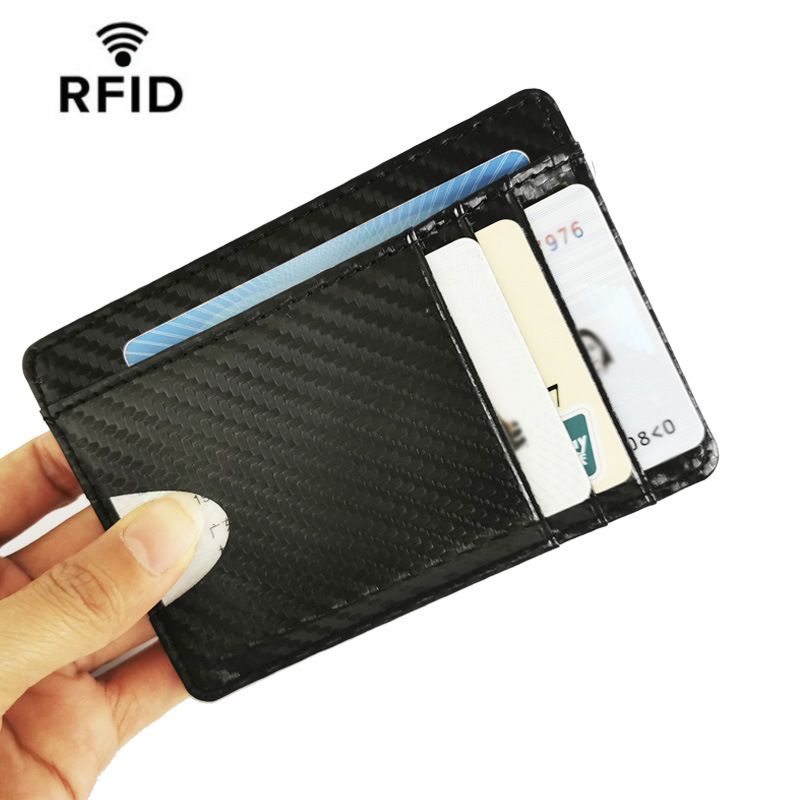 New Carbon Fiber Card Bag Rfid Thin Men's Multi-Card Bag Mini Short Coin Wallet Card Cover