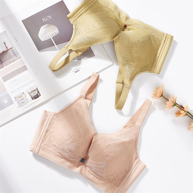 Ropa interior mujer sin arnés encaje malla sujetador cómodo transpirable ajuste mujer sujetador slim 66