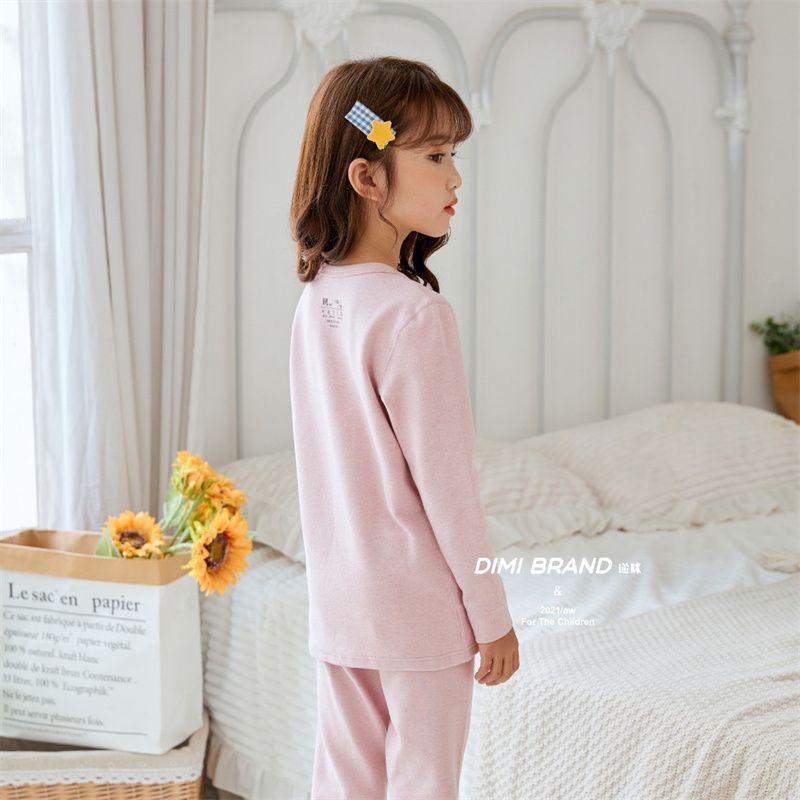 秋衣秋裤套装儿童纯棉保暖内衣薄款夹棉秋冬季棉毛衫14