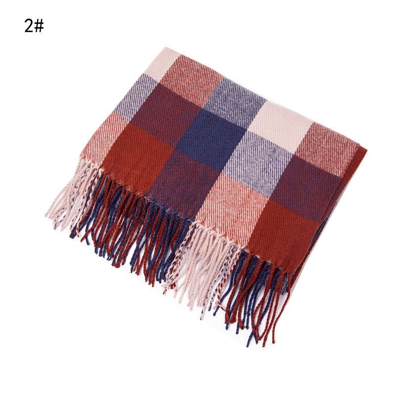 Jian Ai Si Yuan Amazon European and American autumn and winter faux cashmere red check double-sided color check tassel scarves, women's scarves, large shawls wholesale