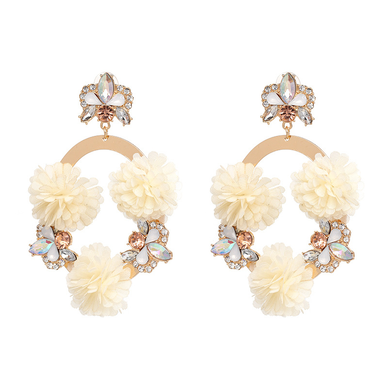 厂家批发奥帝饰品大牌同款时尚布花耳环