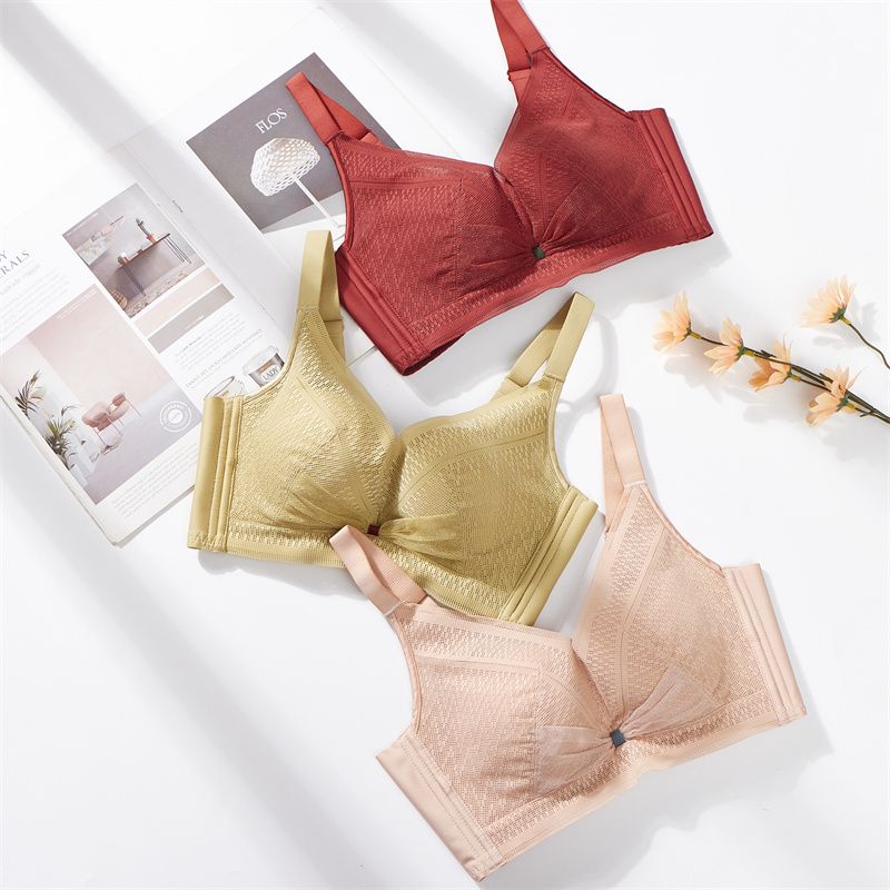 Ropa interior mujer sin aros encaje malla sujetador cómodo transpirable ajuste tipo mujer sujetador fino 8