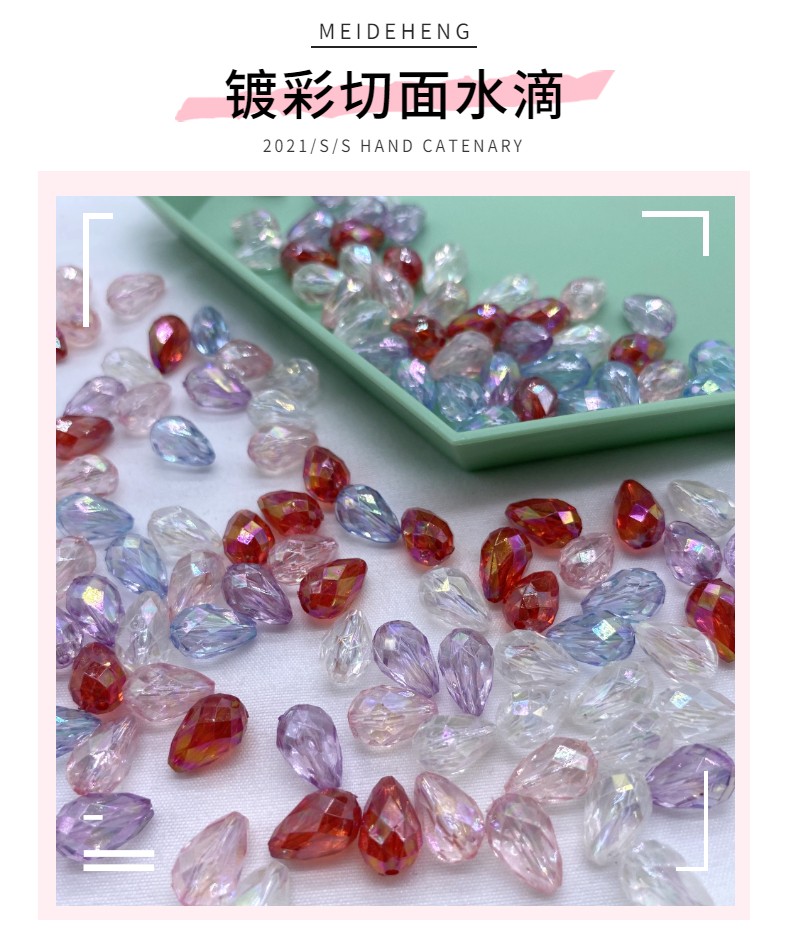 Transparent color-coated ab cut water drop diy ancient-style clothing, headwear, hairpin accessories pic 1