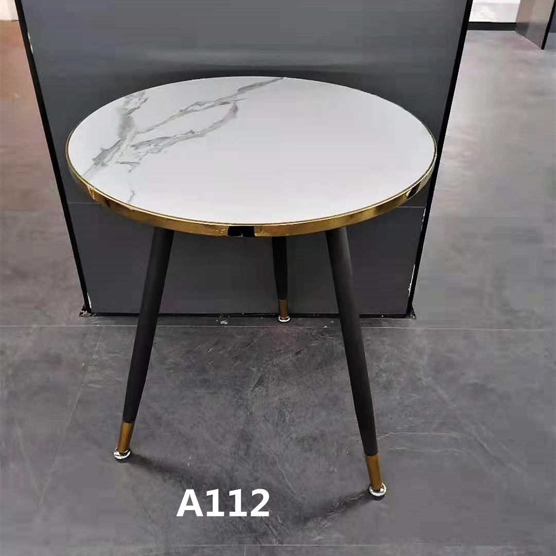 吕字家具-岩板桌子圆形茶几简约小户型餐桌极简洽谈桌创意办公桌子铁艺客厅详情1