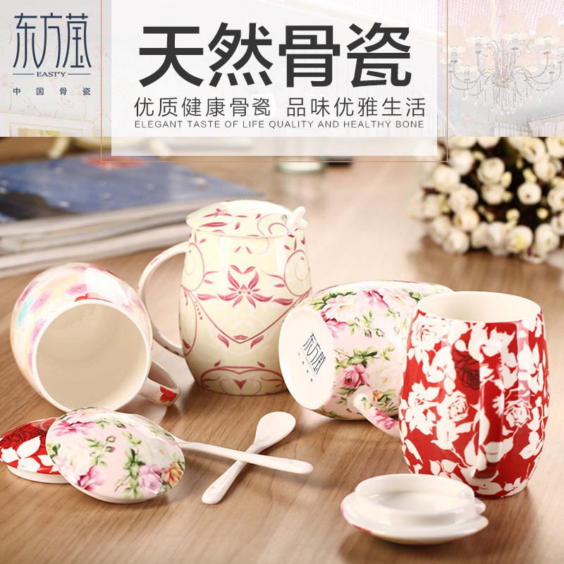 Ceramic cups, bone China cups, water cups, tea cups, single cups, waist drum cups, European country-style floral cups, internet-famous cups, coffee cups detail image 5