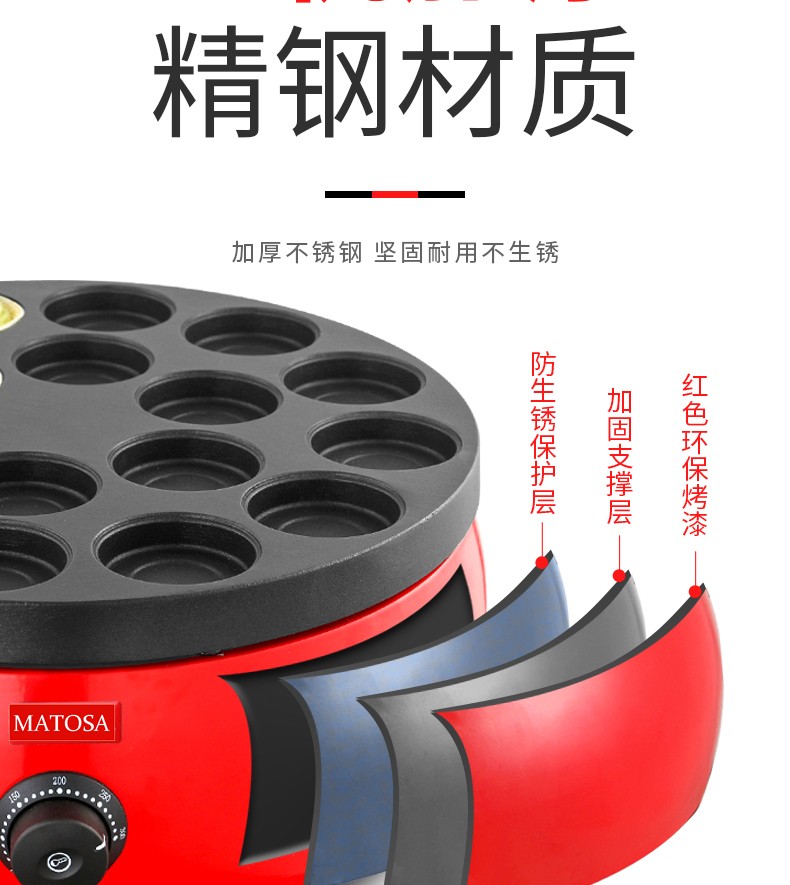 杰亿商用车轮饼机FY-YT-18红豆饼机18孔红豆饼夹心烤饼机小吃设备详情图11