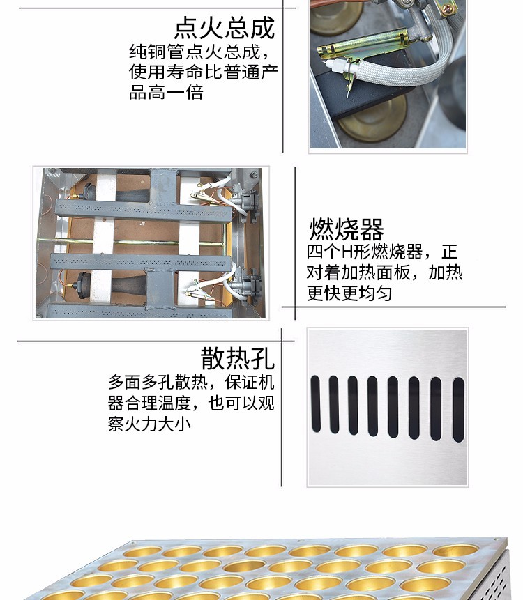 商用32孔燃气红豆饼机FY-2232.R烤饼机台湾车轮饼机小吃设备详情图4