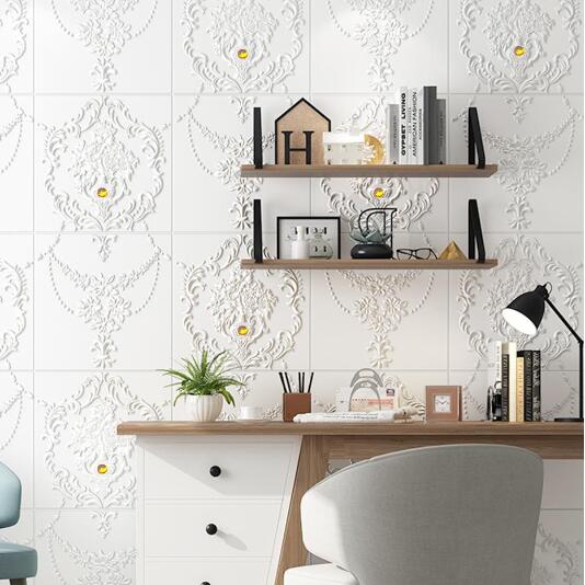Hot-selling anti-collision wall sticker and celling3D wall sticker home office business place with decorative soft installation moisture-proof imitation leather Europe style thumbnail