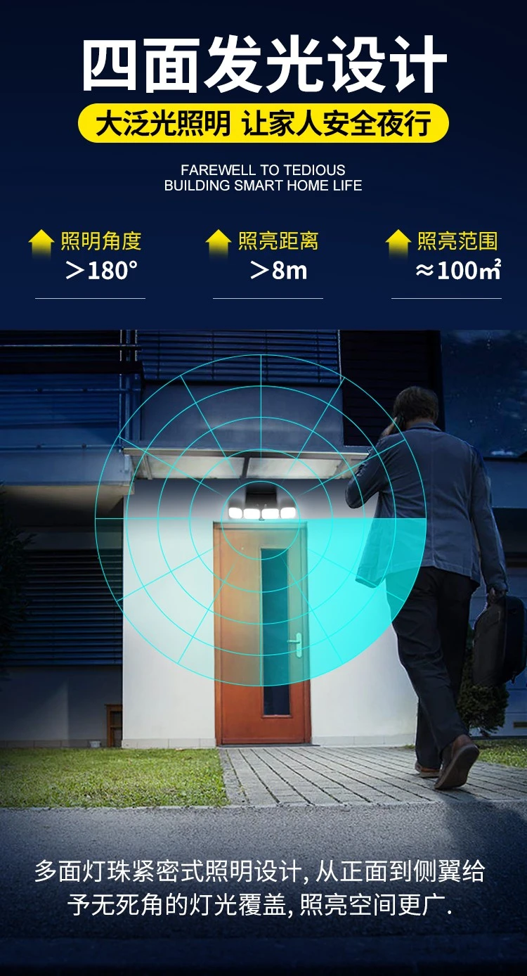Mingxin Flashlight KXK-601-SMD solar sensor lamp Ultra-bright waterproof outdoor remote control sensor lamp street lamp detail image 12