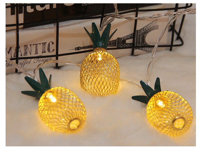 LED菠萝灯串铁艺电池ins彩灯户外节日装饰灯卧室圣诞灯饰详情图1