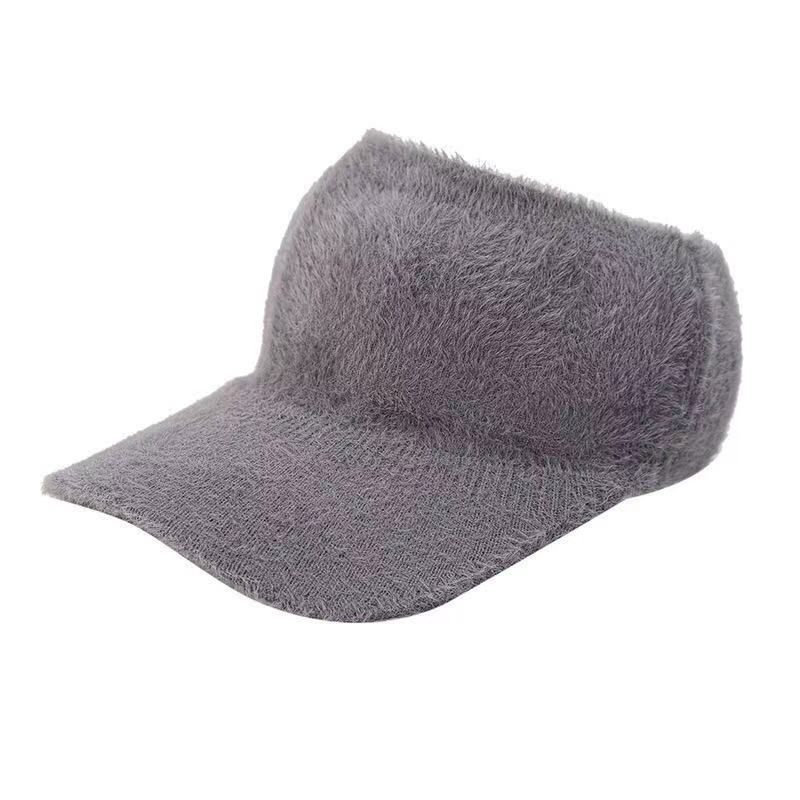 Autumn and winter lady pure color imitation mink empty top hat outdoor sports sunshade no top cap stock