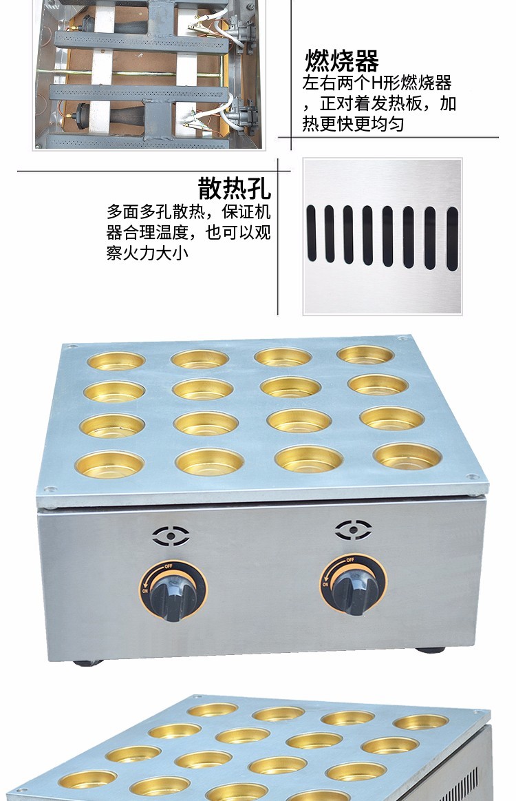 FY-2235.R commercial gas red bean cake small steel ring 16-hole wheel cake machine, cake baking machine and snack equipment detail image 4