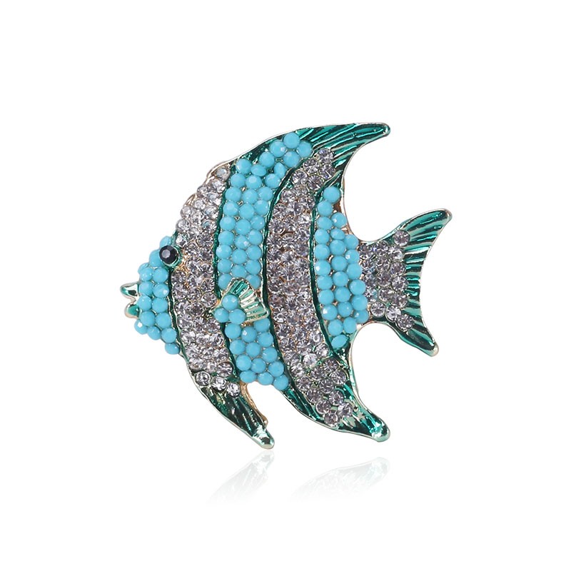 跨境热销高档气质合金水钻小鱼胸针萌趣可爱女士服饰胸花饰品别针详情图1