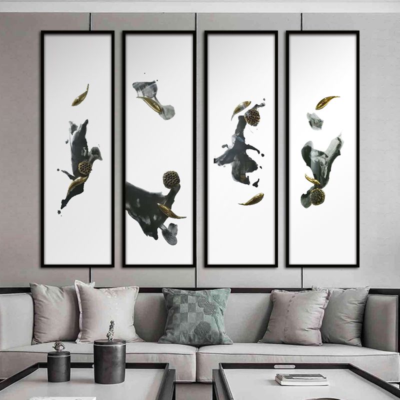 New Chinese-style ink-wash four-screen decorative painting for living room and study