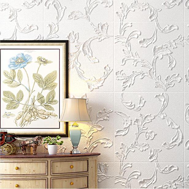 Imitation leather European style3D wall sticker self-adhesive wall sticker wall sticker anti-collision moisture-proof 70cm*70cm plastic Wall sticker for home office and business stickers