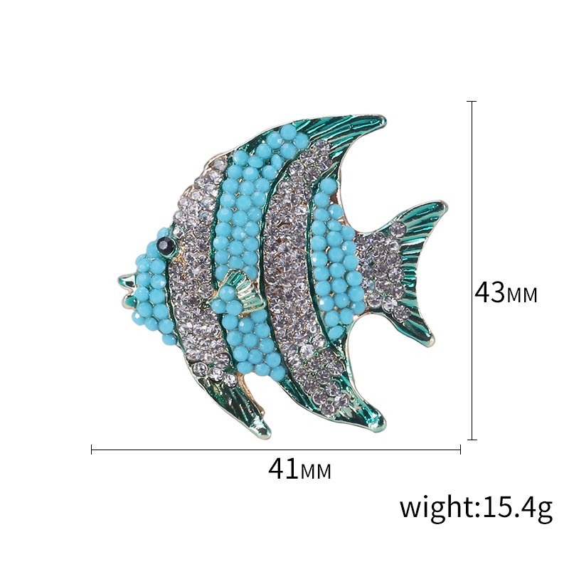跨境热销高档气质合金水钻小鱼胸针萌趣可爱女士服饰胸花饰品别针详情图3
