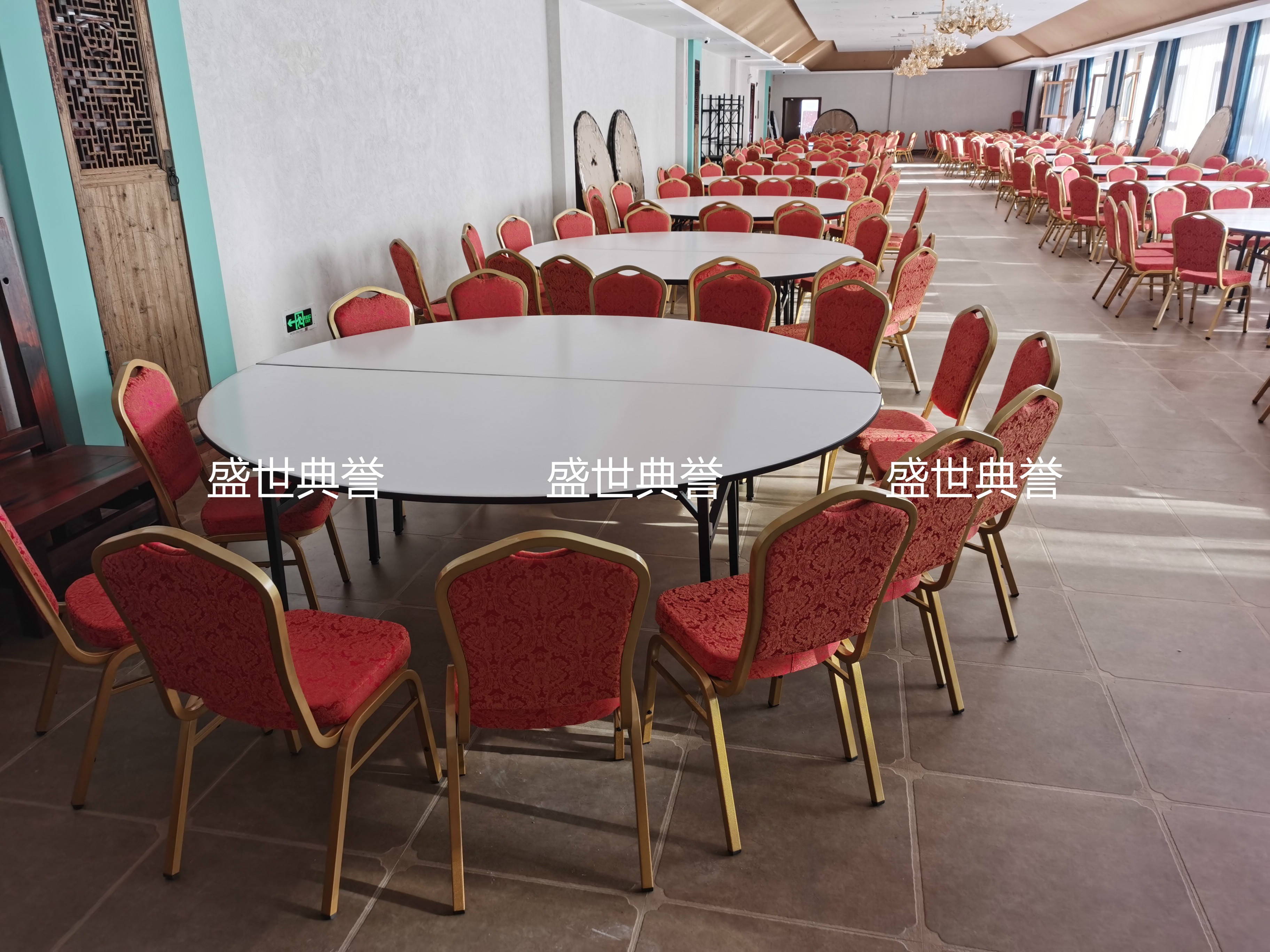Hefei star hotel banquet hall dining tables and chairs, resort hotel wedding folding tables and chairs, hotel conference metal steel chairs detail image 6