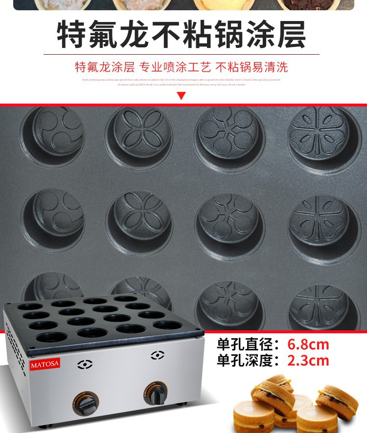 FY-2233B.R gas 16-hole red bean cake machine with aluminum plate pattern, Taiwan wheel cake machine detail image 3