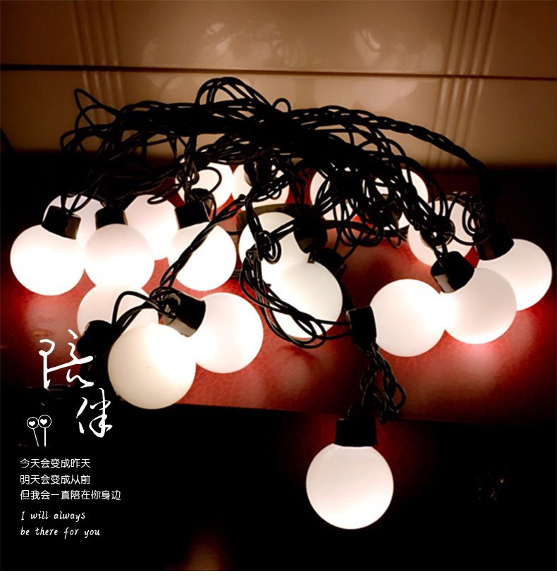 LED color lights, 3.5 cm black wire spherical lights, flashing lights, outdoor courtyard, fully waterproof, wedding and Christmas decorative light strings detail image 1