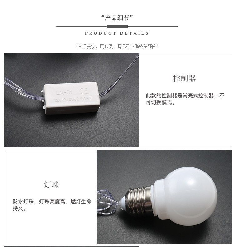 LED彩灯闪灯5厘米灯泡大圆球装饰灯串卧室摆设婚庆主播背景灯详情图7