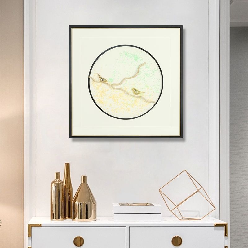 Modern and simple background decorative painting of jade birds in the study and living room