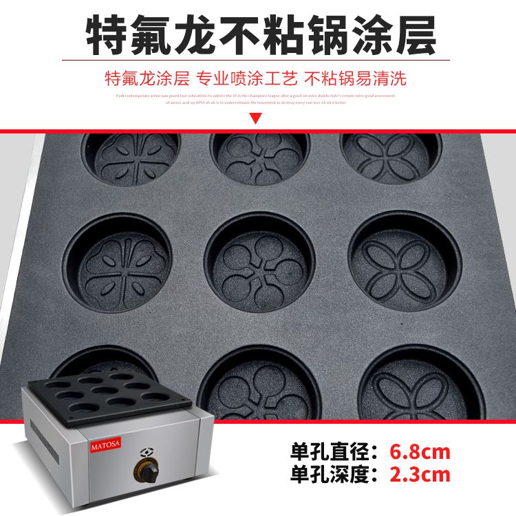 FY-9B.R commercial 9-hole gas-patterned red bean cake machine, baking machine, Taiwan wheel cake machine, snack equipment Specification image