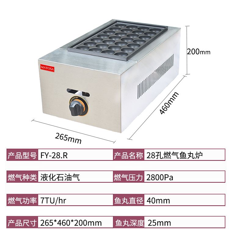 FY-28.R gas 28-hole fish ball stove, a commercial one-plate takoyaki takoyaki machine details Picture