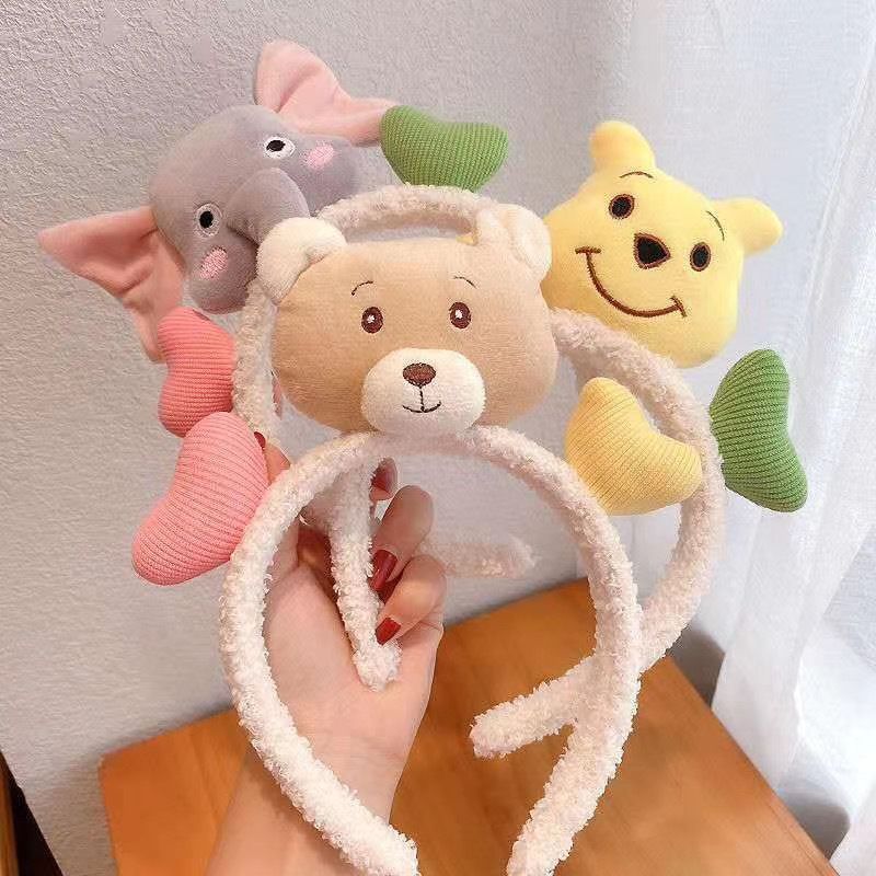 Cute cartoon children's headband, bear face wash headband, Korean Instagram influencer girl, versatile 1