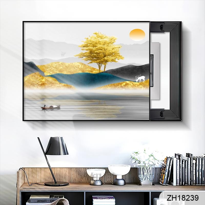 现代山水电表盒餐厅画装饰画详情图1