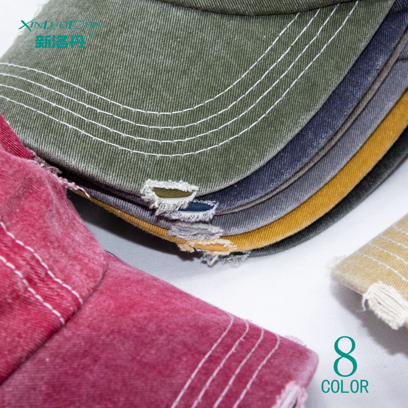 2024 New Four Seasons Vintage Wash To Do Old Broken Baseball Cap Tide Foreign Trade Solid Color Bright Line Cap Men's Breathable Hat Specification drawing