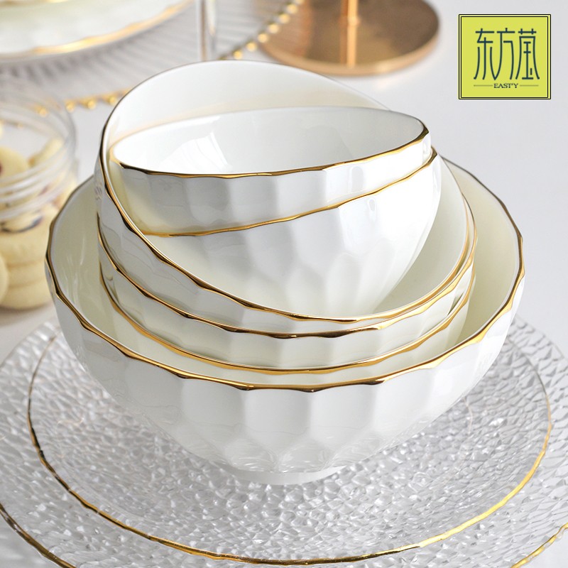 Gift bowl, ceramic bowl, bone China tableware set, ceramic bowl, ceramic plate, bowl, plate and dish set, medium tableware, solid color, simple style, rice bowl, salad bowl, noodle bowl, household plate detail image 6