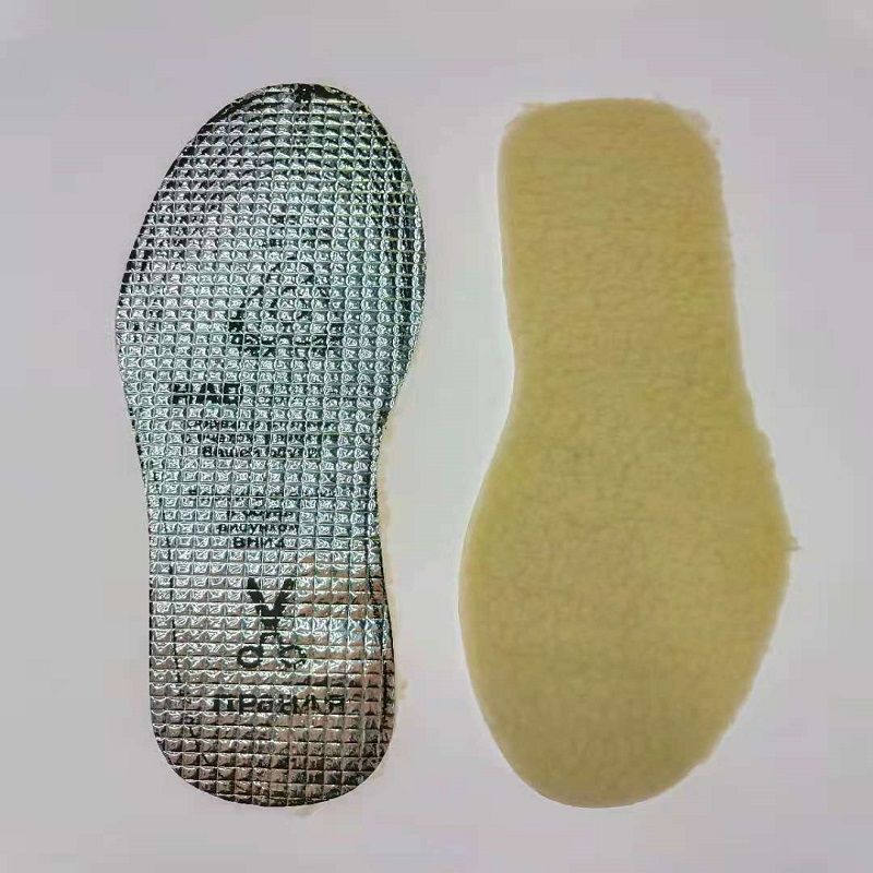 Wholesale and export of 36731 insoles, custom-made insoles based on samples, lambskin faux wool processed insoles, thermal insoles, customizable insoles, aluminum foil thermal insoles Specification drawing