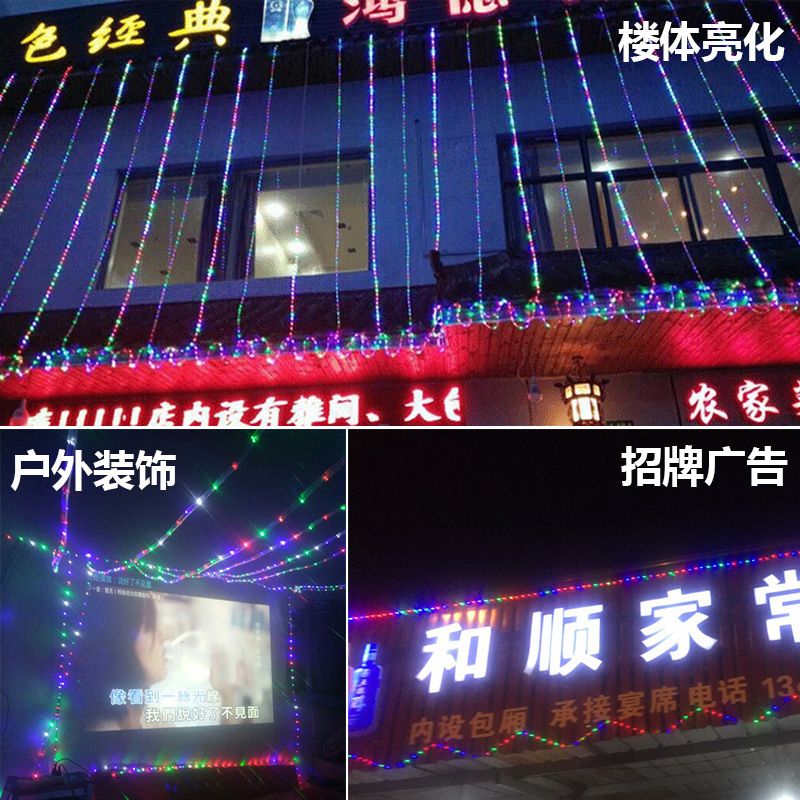 圆二线LED灯带彩虹管户外装饰霓虹灯条防水灯串扁三线细节图