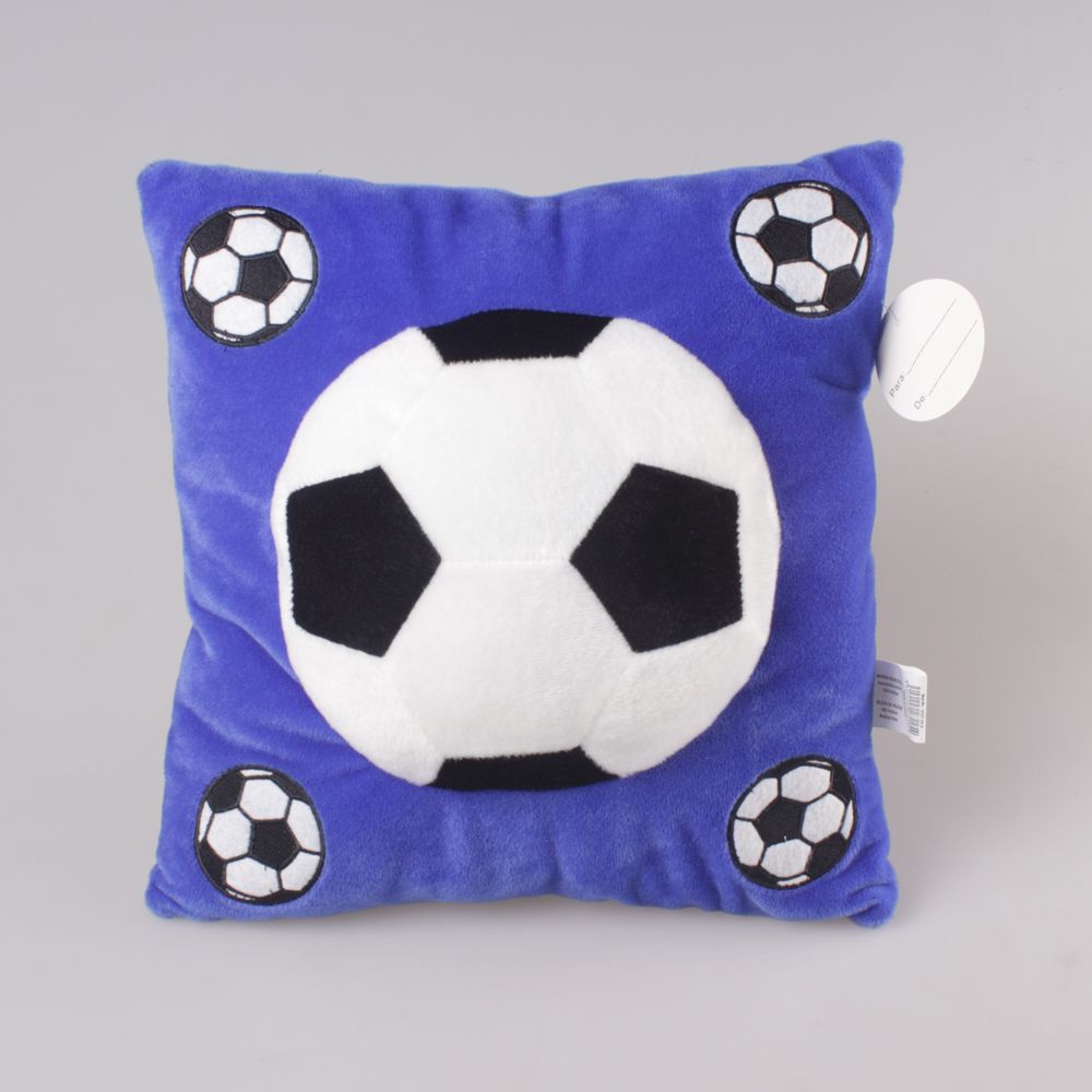 Square football-shaped blue plush cushions for export