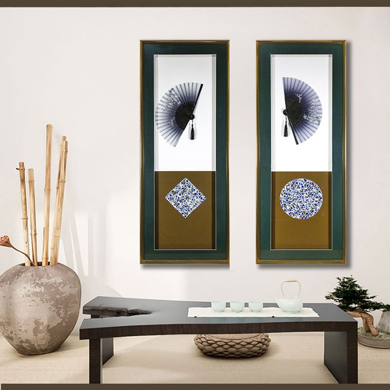 Zen-inspired blue and white porcelain fan decorative painting details Picture