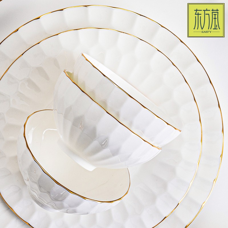 Gift bowl, ceramic bowl, bone China tableware set, ceramic bowl, ceramic plate, bowl, plate and dish set, medium tableware, solid color, simple style, rice bowl, salad bowl, noodle bowl, household plate detail image 13