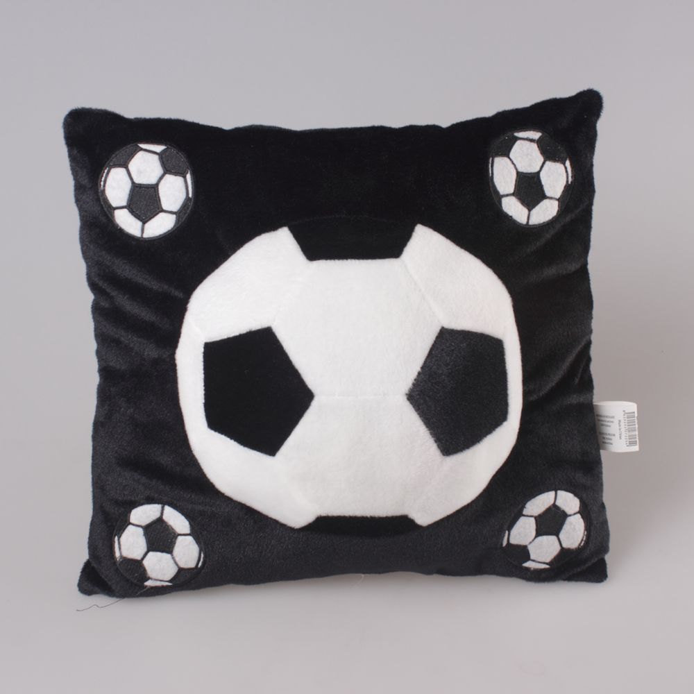 Black square football-shaped plush throw pillows for export