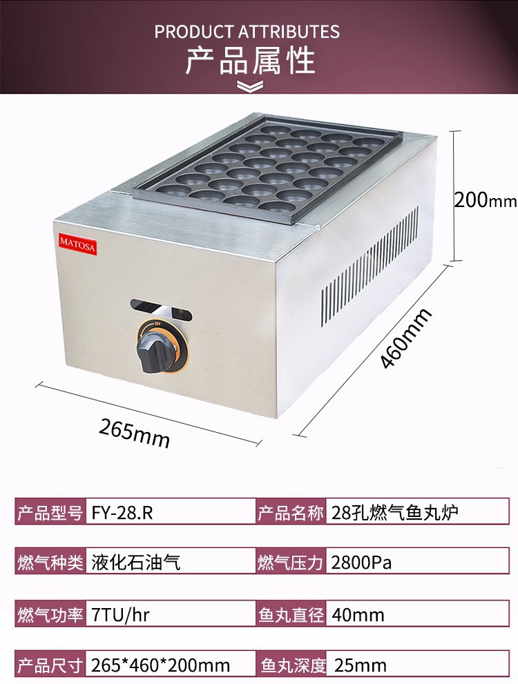 FY-28.R gas 28-hole fish ball stove, a commercial one-plate takoyaki takoyaki machine detail image 1