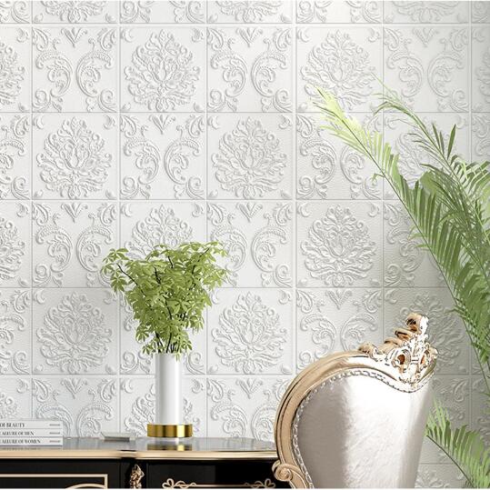 colors anti-collision wall sticker and celling 3D wall sticker home office business place with decorative soft installation moisture-proof imitation leather  European styleDamascus flower type