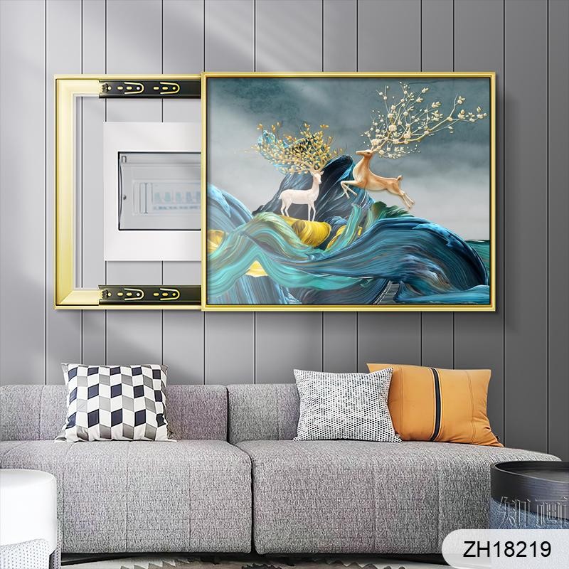 新中式现代山水电表盒餐厅画详情图1