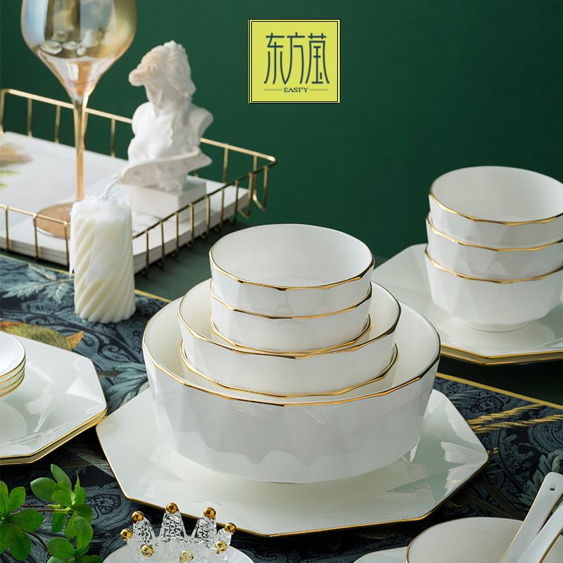Gift bowls, ceramic bowls, bone China bowls, noodle bowls, soup bowls, rice bowls, rice bowls, salad bowls, bone China tableware, household solid-color European bowls, irregular-shaped bowls, internet-famous geometric tableware